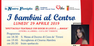 “I bambini al Centro” sostenuto anche dall’Arcidiocesi Amalfi-Cava de’ Tirreni, spettacolo teatrale lunedì 29.